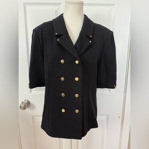 Vintage St. John Collection Santana Knit Short Sleeve Blazer Black Size 10